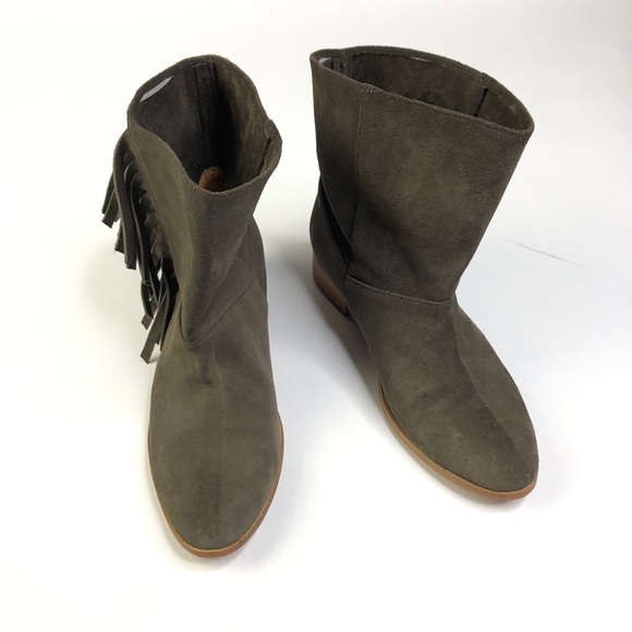 Anthropologie Plomo Gray Fringe Suede Western Cowgirl Booties 39 - Picture 3 of 5